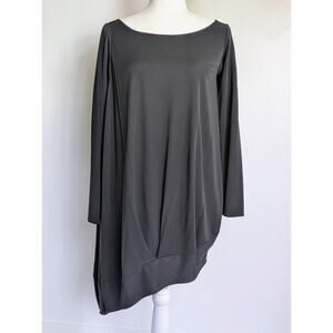 Zero + Maria Cornejo Asymmetrical Tunic Top M Black Rayon Long Sleeve Designer